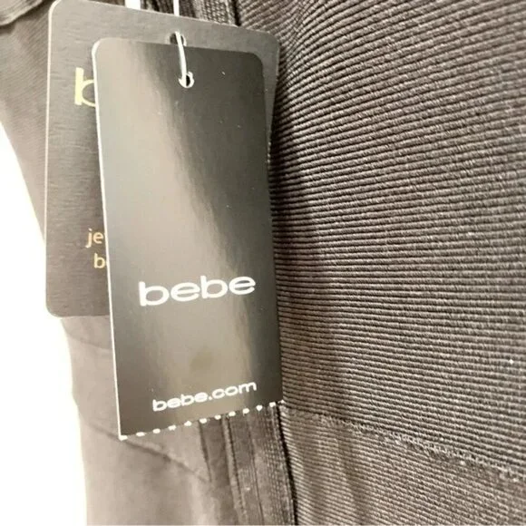 🖤 Bebe Black White Colorblock Strappy Halter Bustier Bodycon Bandage Mini Dress - Picture 11 of 12